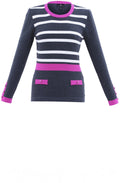 Pink Grey & White Striped Classic Jumper