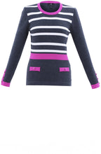Pink Grey & White Striped Classic Jumper