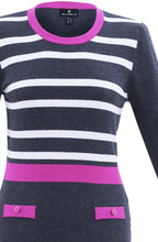 Pink Grey & White Striped Classic Jumper