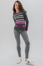 Pink Grey & White Striped Classic Jumper