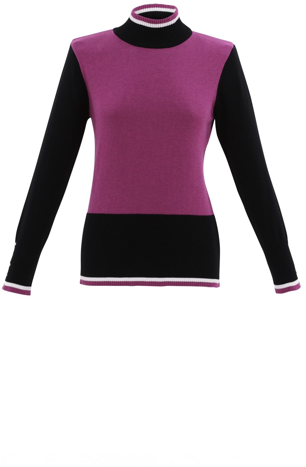 Pink High Neck Colour Block Jumper