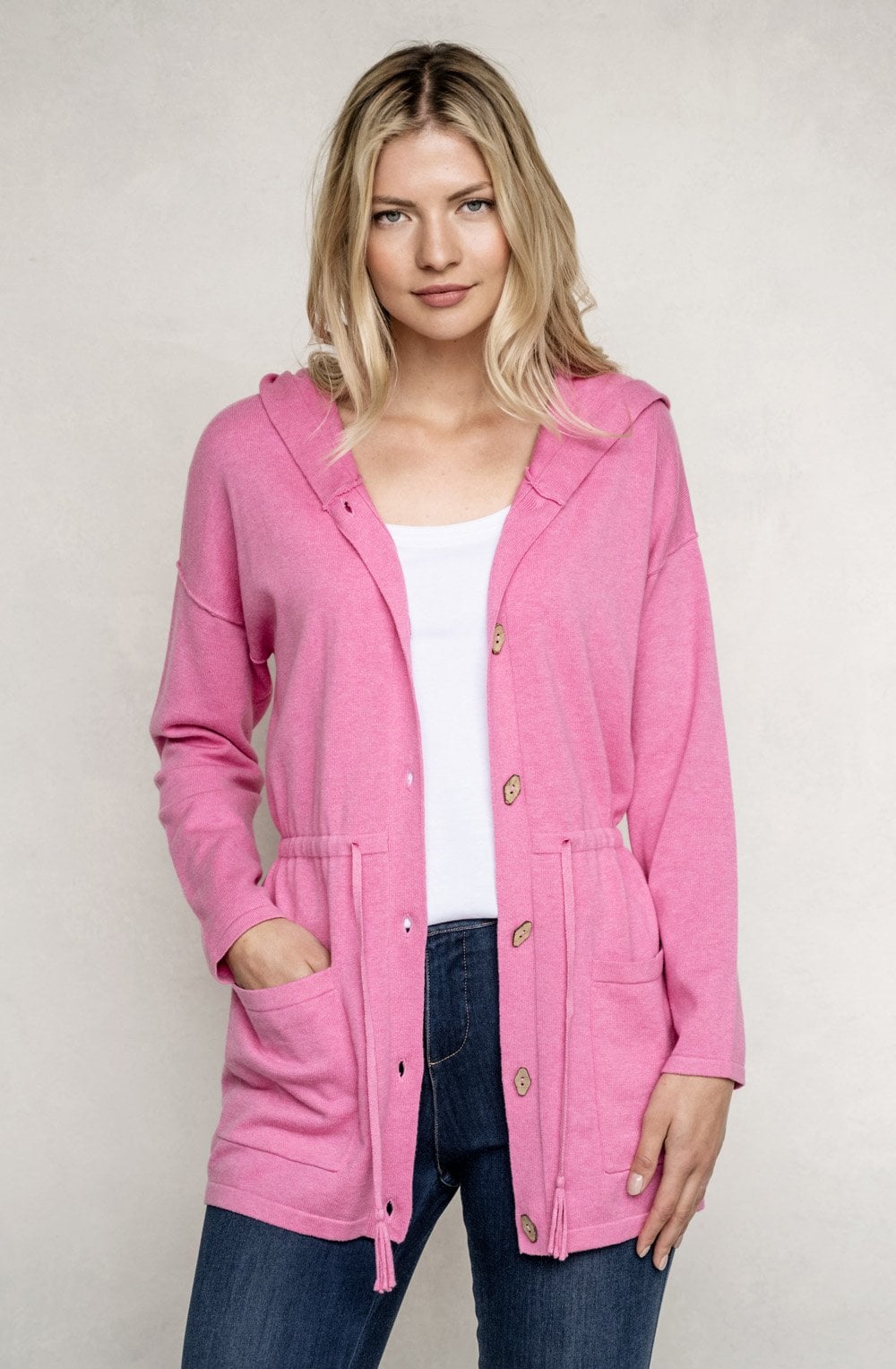 Pink Hooded Cardigan