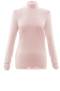 Pink Jersey Polo Neck Top