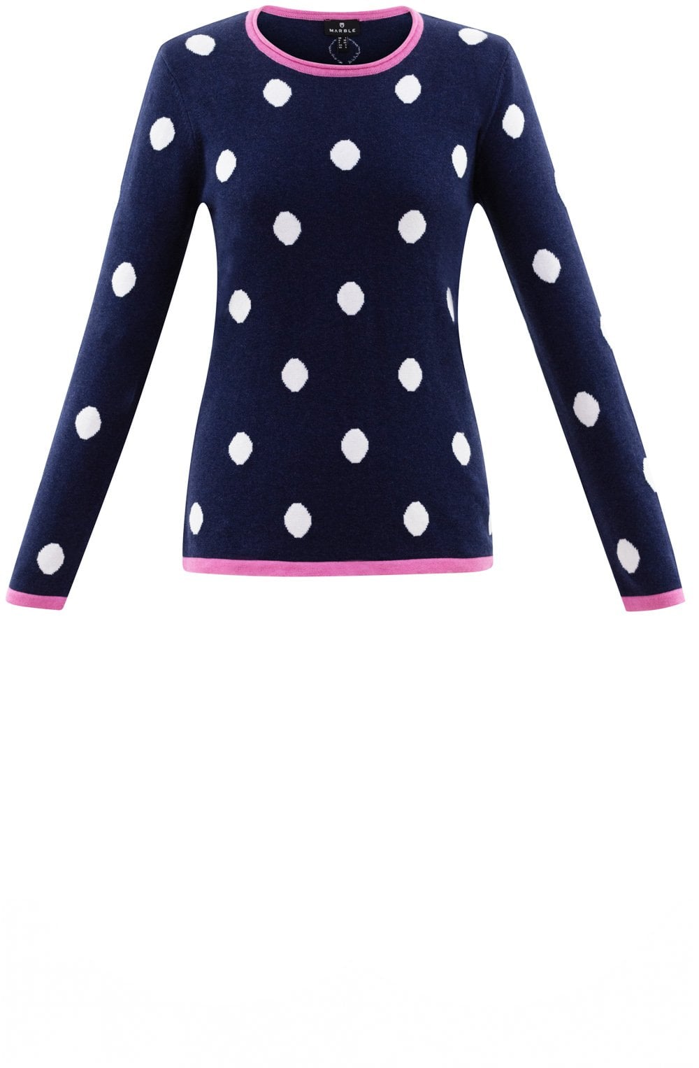 Pink & Navy Spot Print Jumper