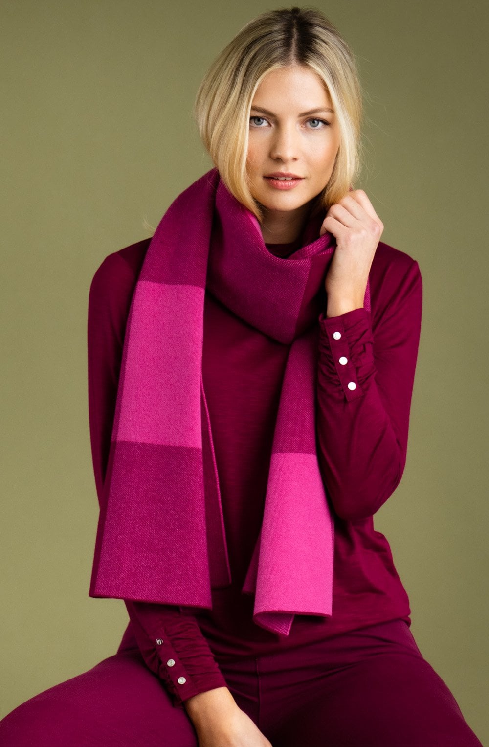 Pink Oversized Buffalo Check Scarf