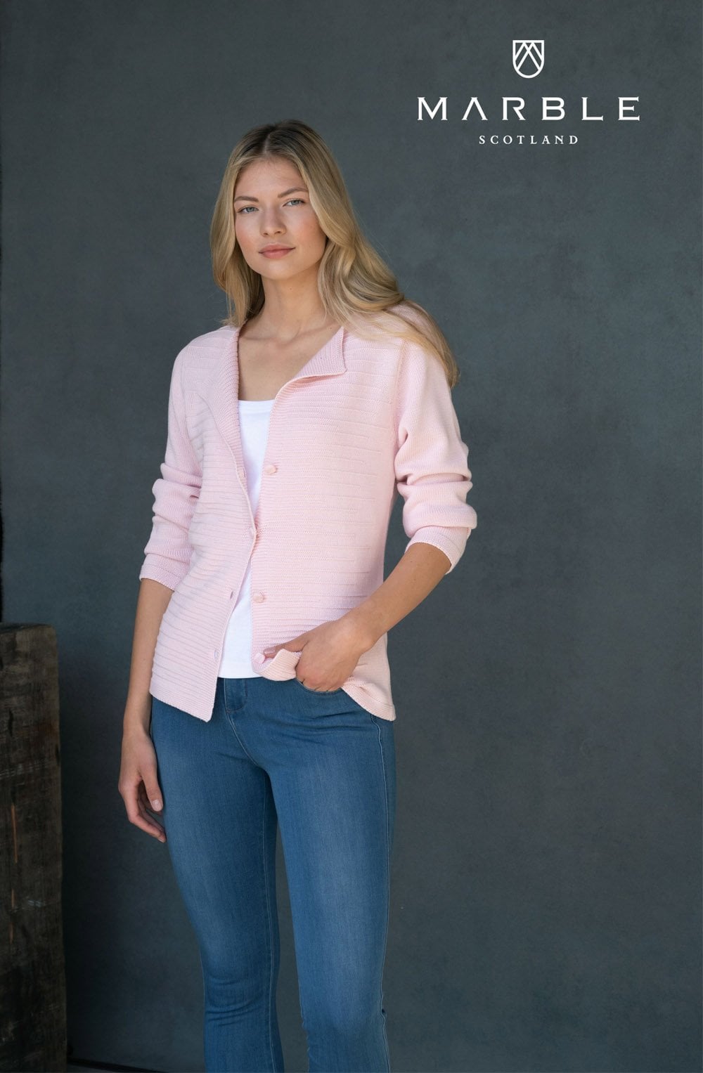 Pink Ribbed Front Cardigan
