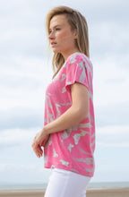 Pink Semi Sheer Silver Foil Print Top