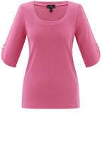 Pink Silver Button Sleeve T Shirt