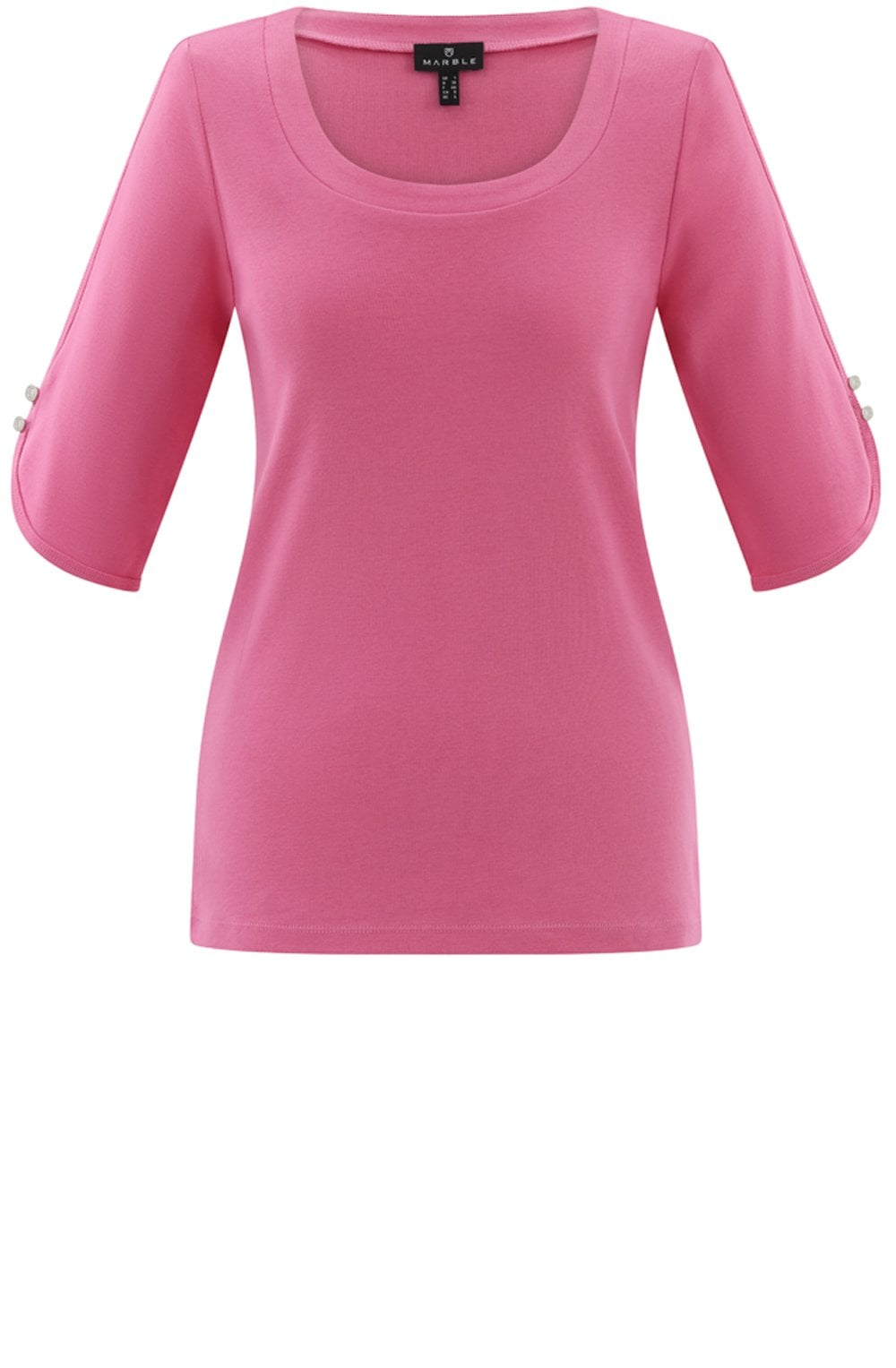 Pink Silver Button Sleeve T Shirt