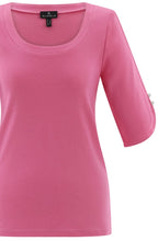 Pink Silver Button Sleeve T Shirt