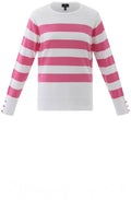 Pink Stripe Button Cuff Jumper