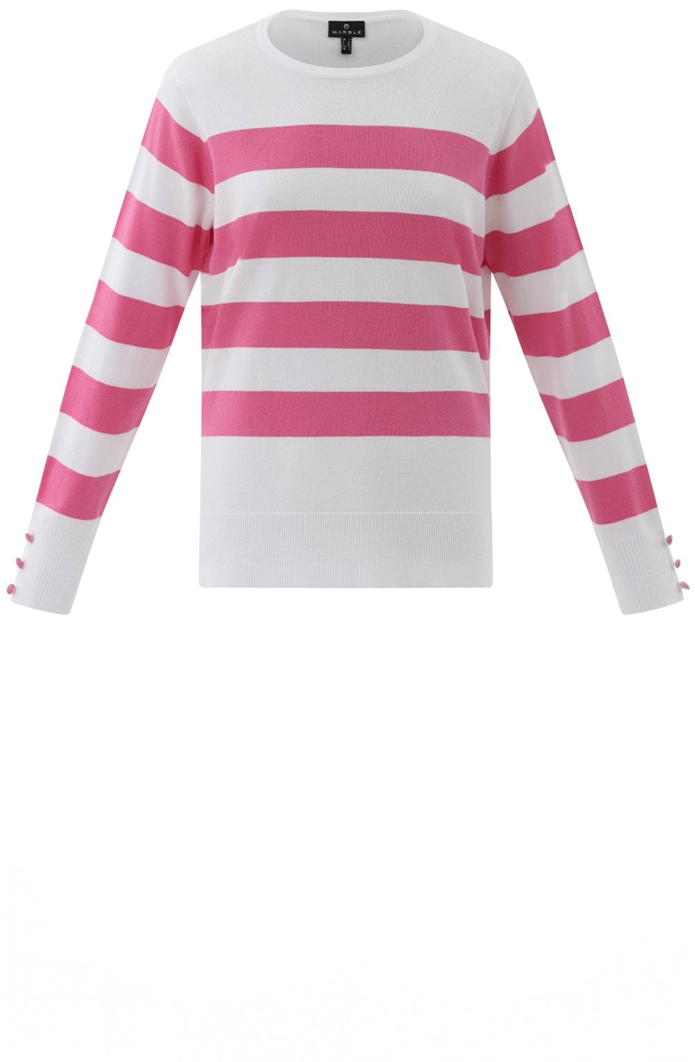 Pink Stripe Button Cuff Jumper