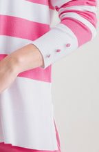 Pink Stripe Button Cuff Jumper