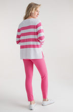 Pink Stripe Button Cuff Jumper