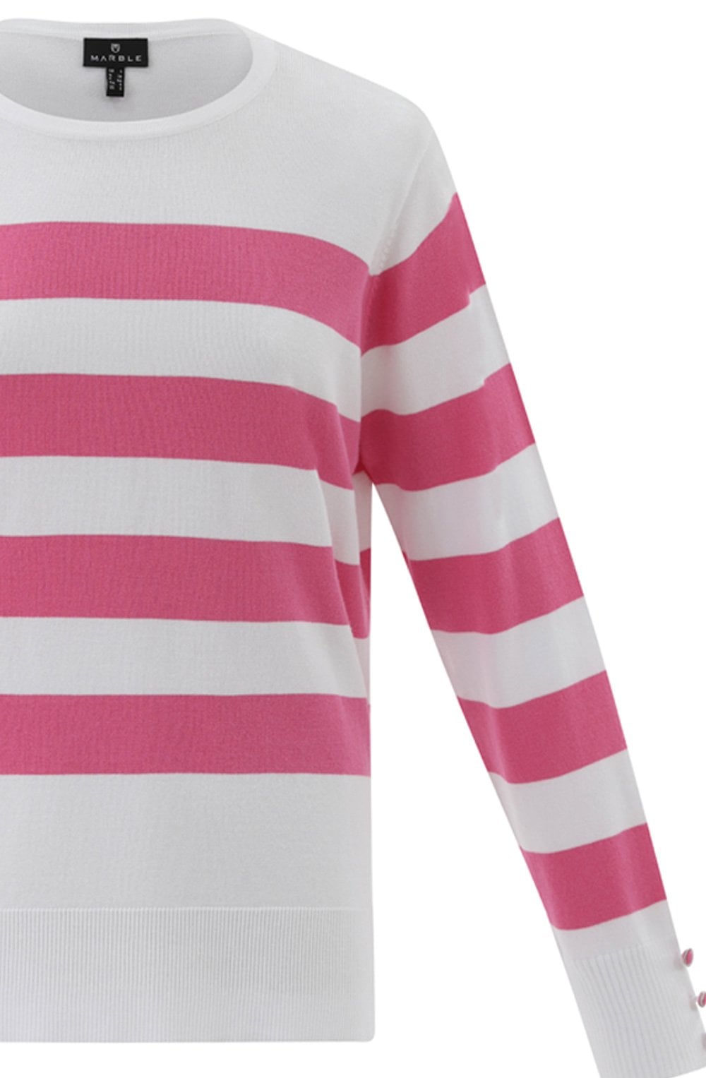 Pink Stripe Button Cuff Jumper