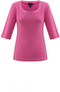 Pink T Shirt With Silver Stud Neckline