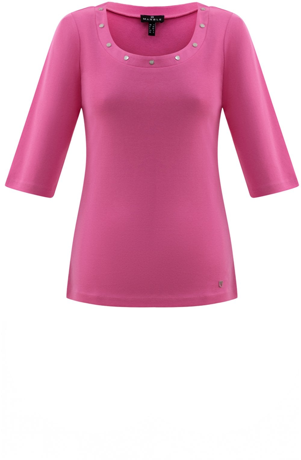 Pink T Shirt With Silver Stud Neckline