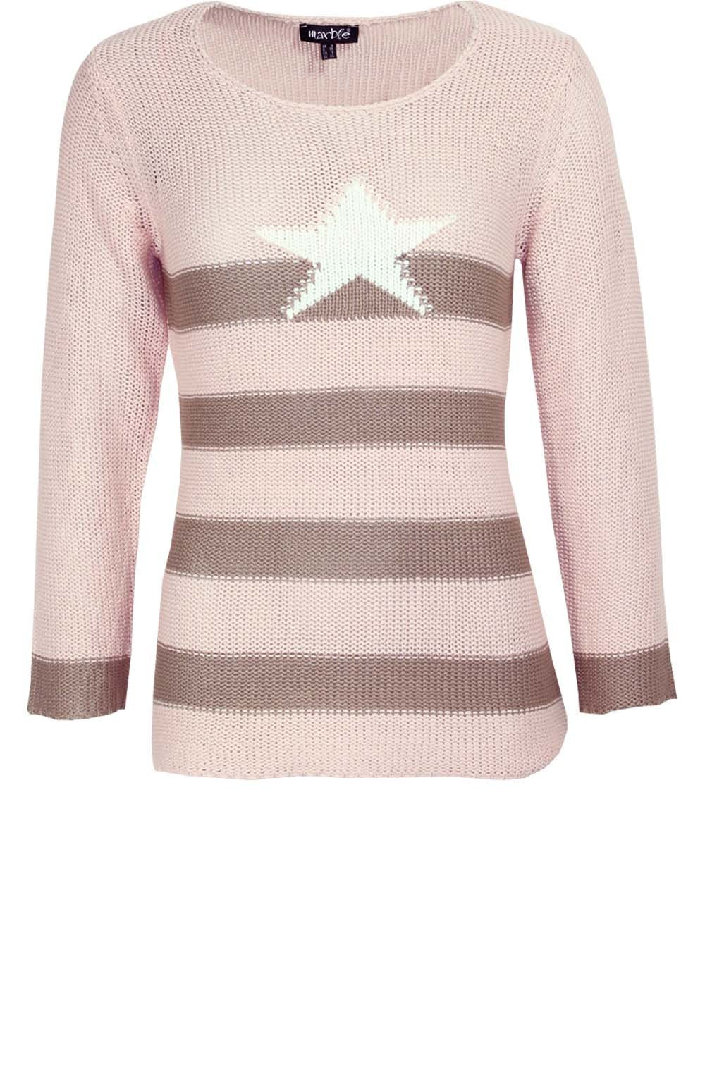 Pink & Taupe Striped Sweater
