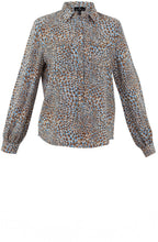 Powder Blue and Tobacco Spotted Silk Feel Blouse