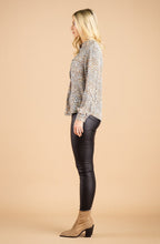Powder Blue and Tobacco Spotted Silk Feel Blouse
