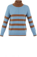 Powder Blue and Tobacco Striped Polo Neck Jumper