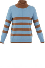 Powder Blue and Tobacco Striped Polo Neck Jumper