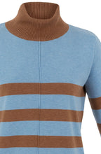 Powder Blue and Tobacco Striped Polo Neck Jumper