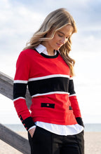 Red and Black Faux Pocket Sweater