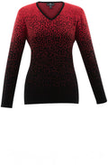 Red and Black Graduated Pattern V Neck Jumper