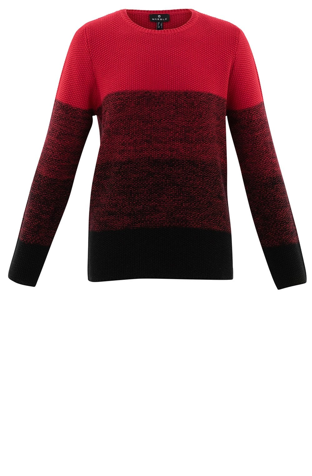 Red and Black Textured Knit Jumper
