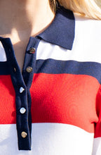 Red and Navy Collared Sweater