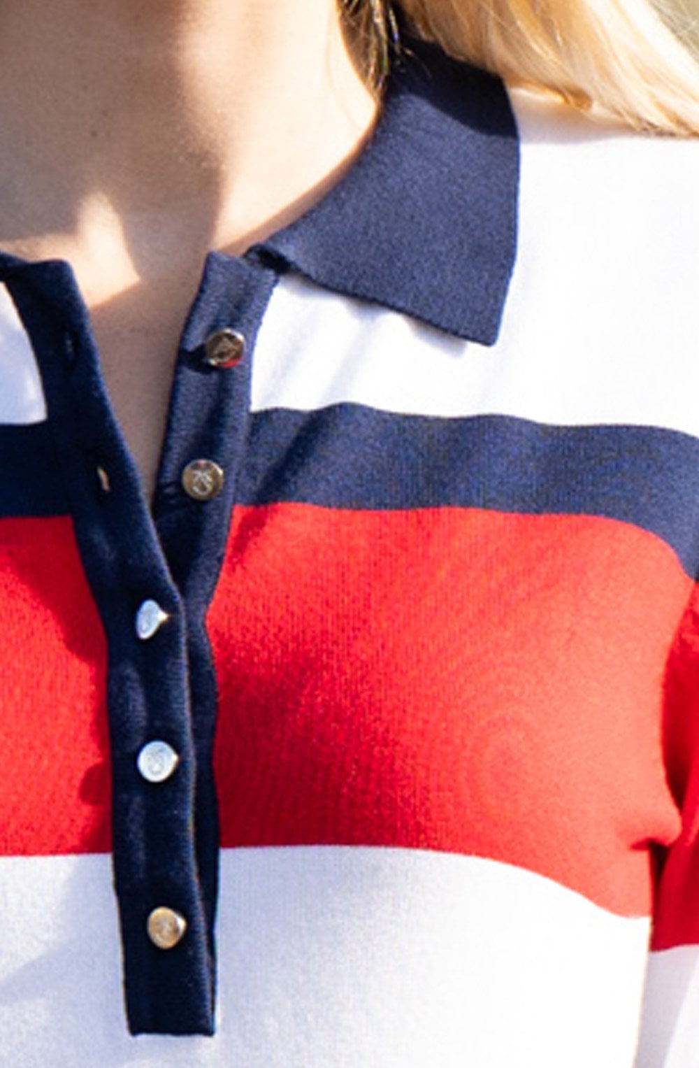 Red and Navy Collared Sweater