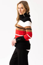 Red and Tobacco Striped Cowl Neck Jumper