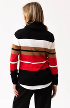 Red and Tobacco Striped Cowl Neck Jumper