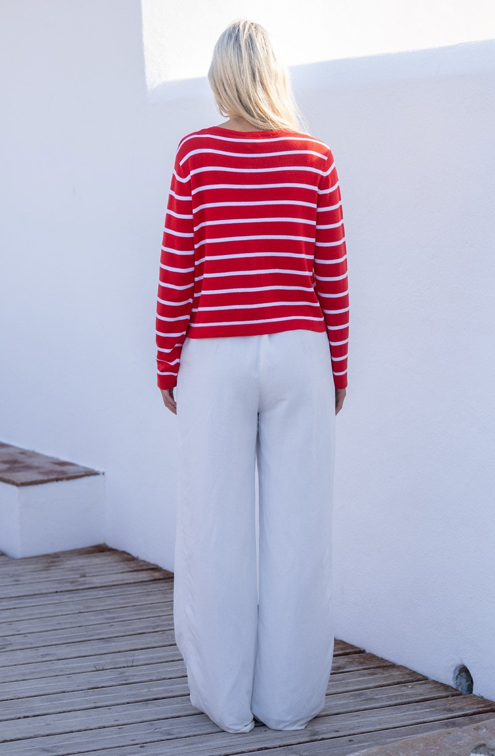 Red and White Box Cardigan