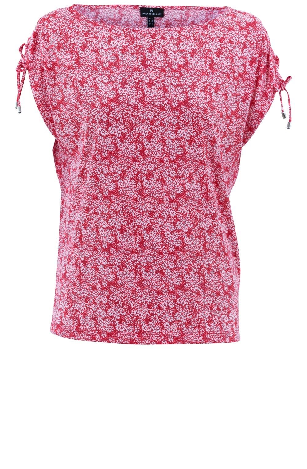Red and White Drawstring Shouldered Top