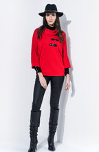 Red Batwing and Cowl Neck Jumper
