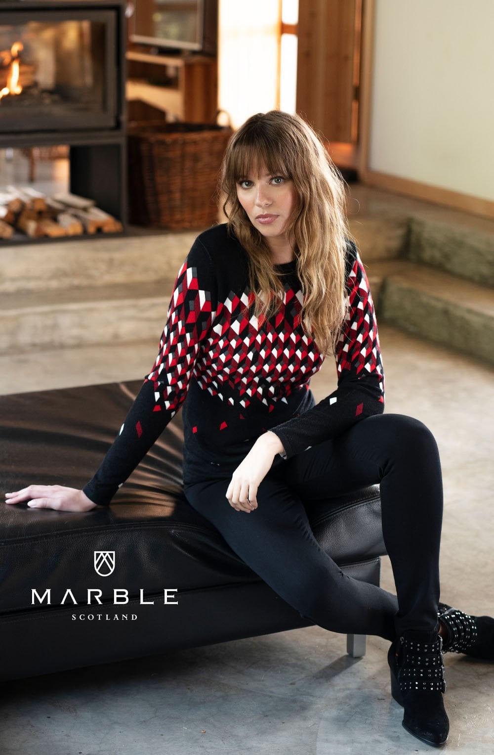 Red & black Patterned Jumper