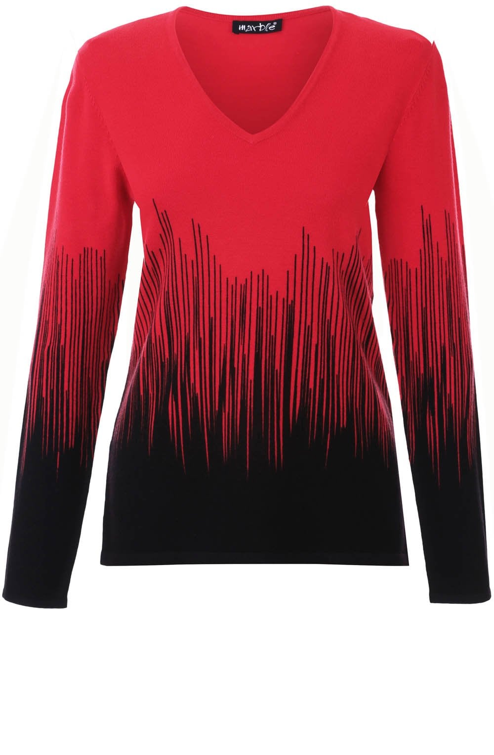 Red & Black Striped Effect Sweater