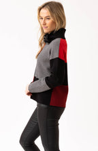 Red Block Print Jumper with Cowl Neck