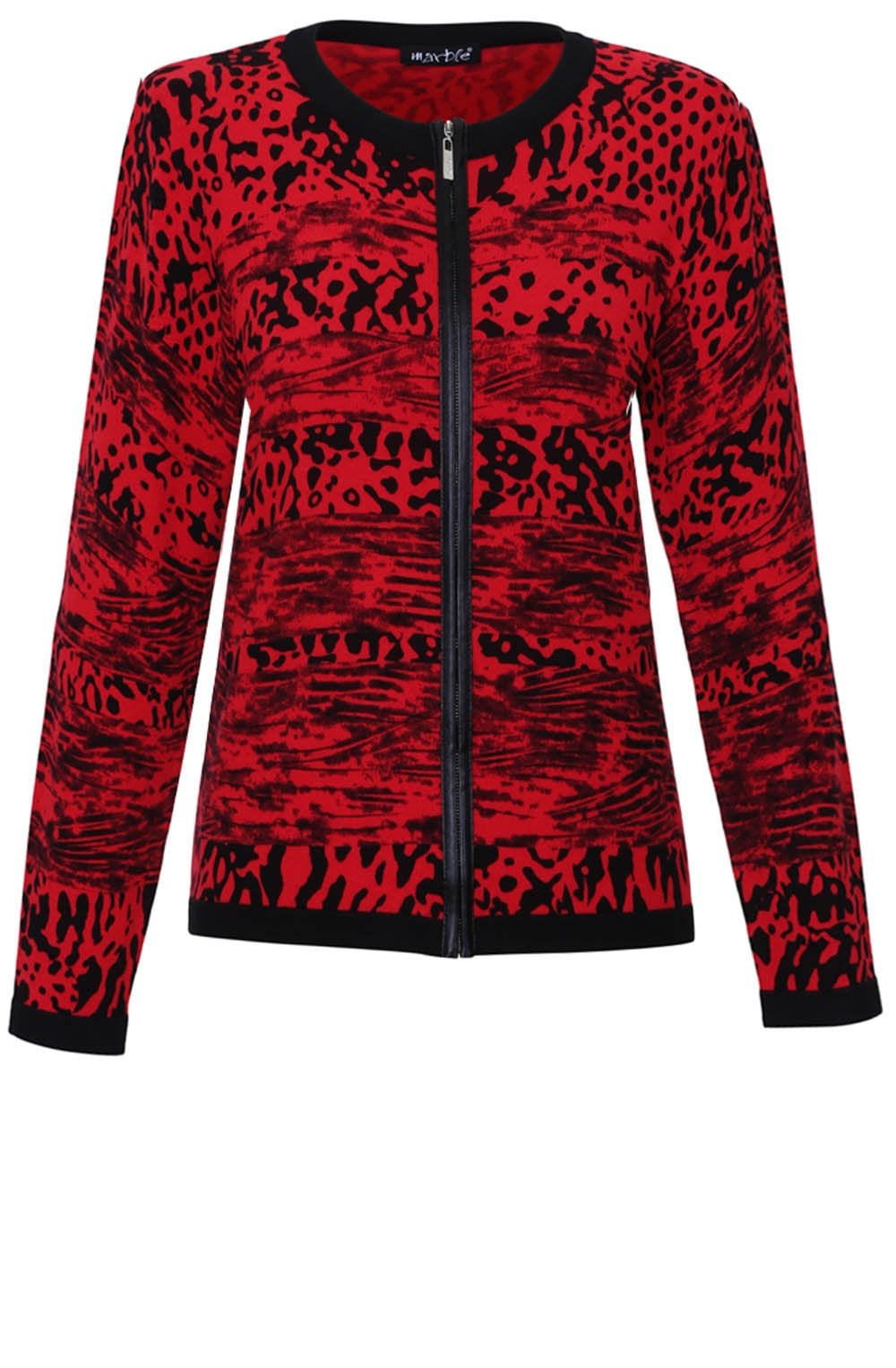 Red Bold Print Cardigan