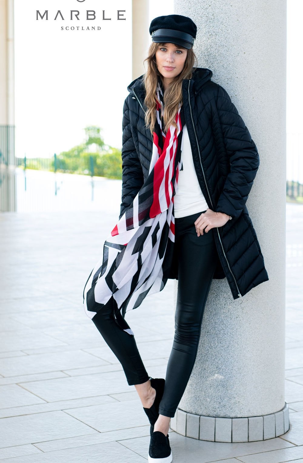 Red Bold Print Scarf