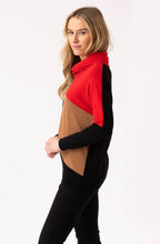 Red Colour Block Cowl Neck Jumper
