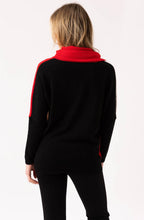 Red Colour Block Cowl Neck Jumper
