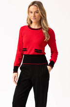 Red Contrast Hem and Cuffs Jumper