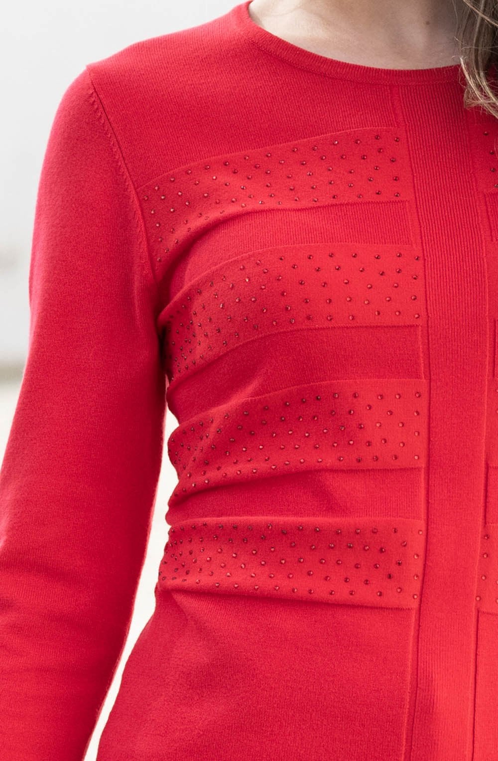 Red Knitted Stripe and Delicate Sparkle Jumper