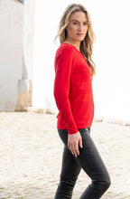 Red Knitted Stripe and Delicate Sparkle Jumper