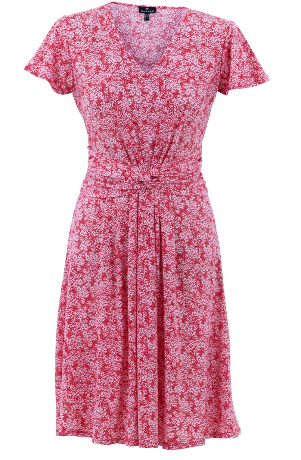 Red Knotted Waist Jersey Dress