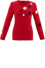 Red Navy and White Spot Fitted Jumper
