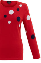 Red Navy and White Spot Fitted Jumper